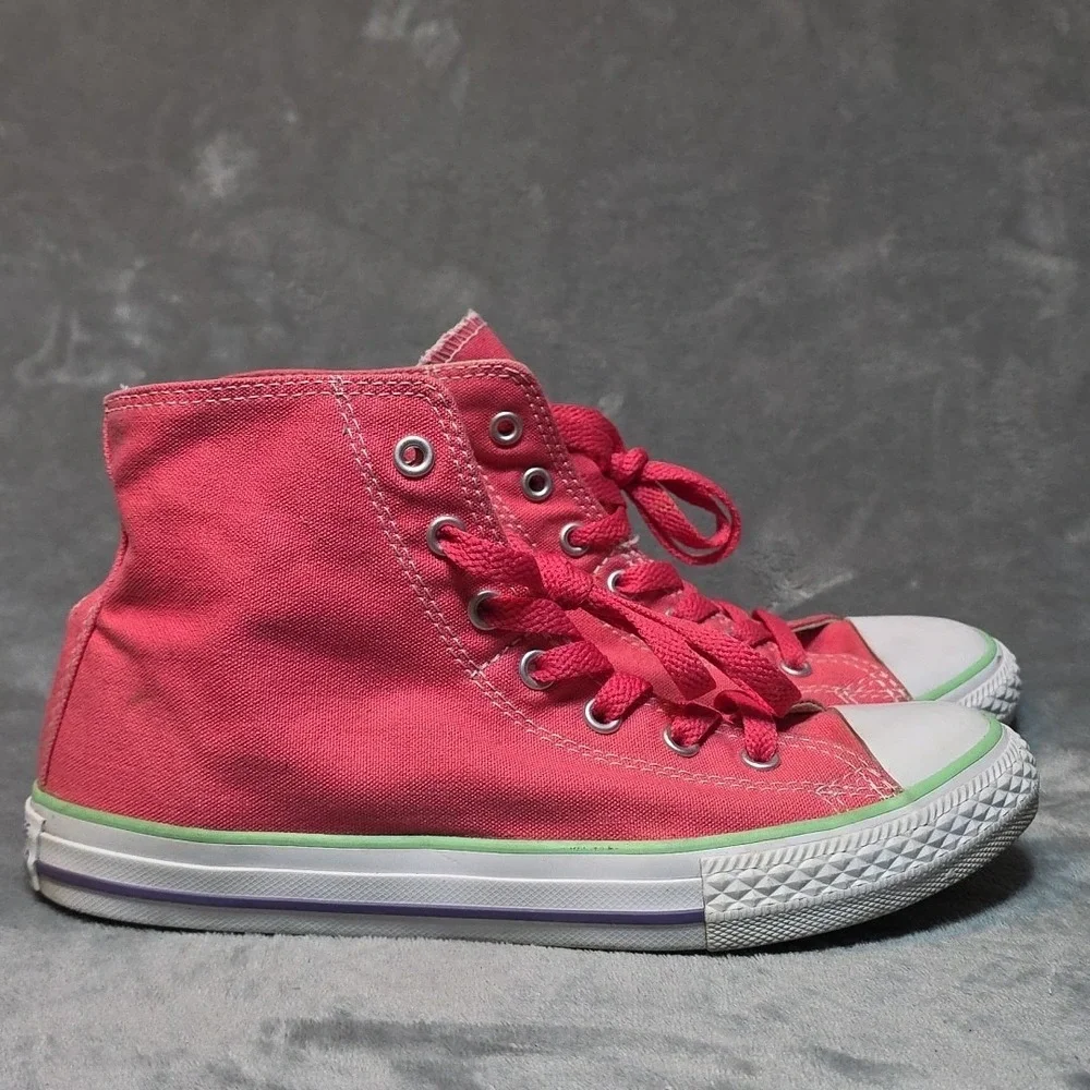 Girls Kids Converse‎ Chuck Taylor Two Fold Hi 645429F Pink Green Sneakers...